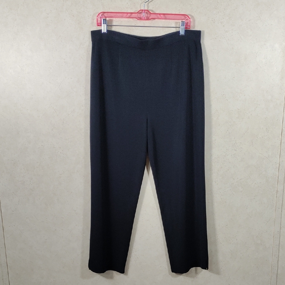 I159 Misook black actylic knit pull on ankle pants XL